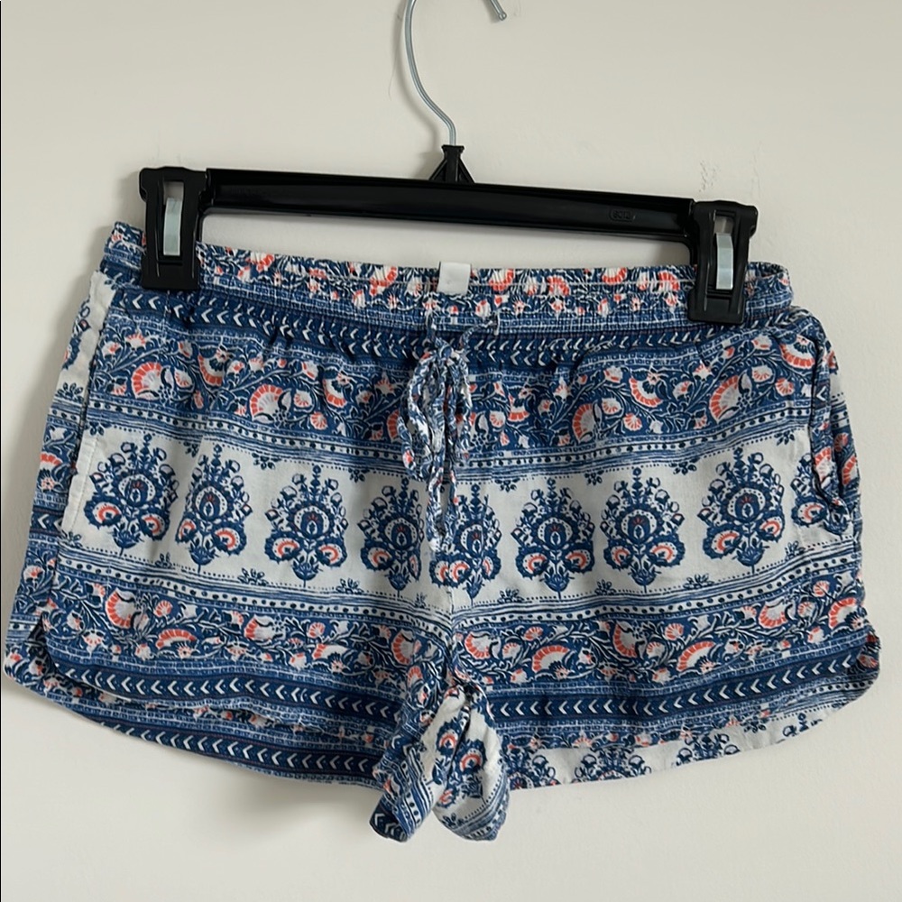 Blue and White Patterned Shorts